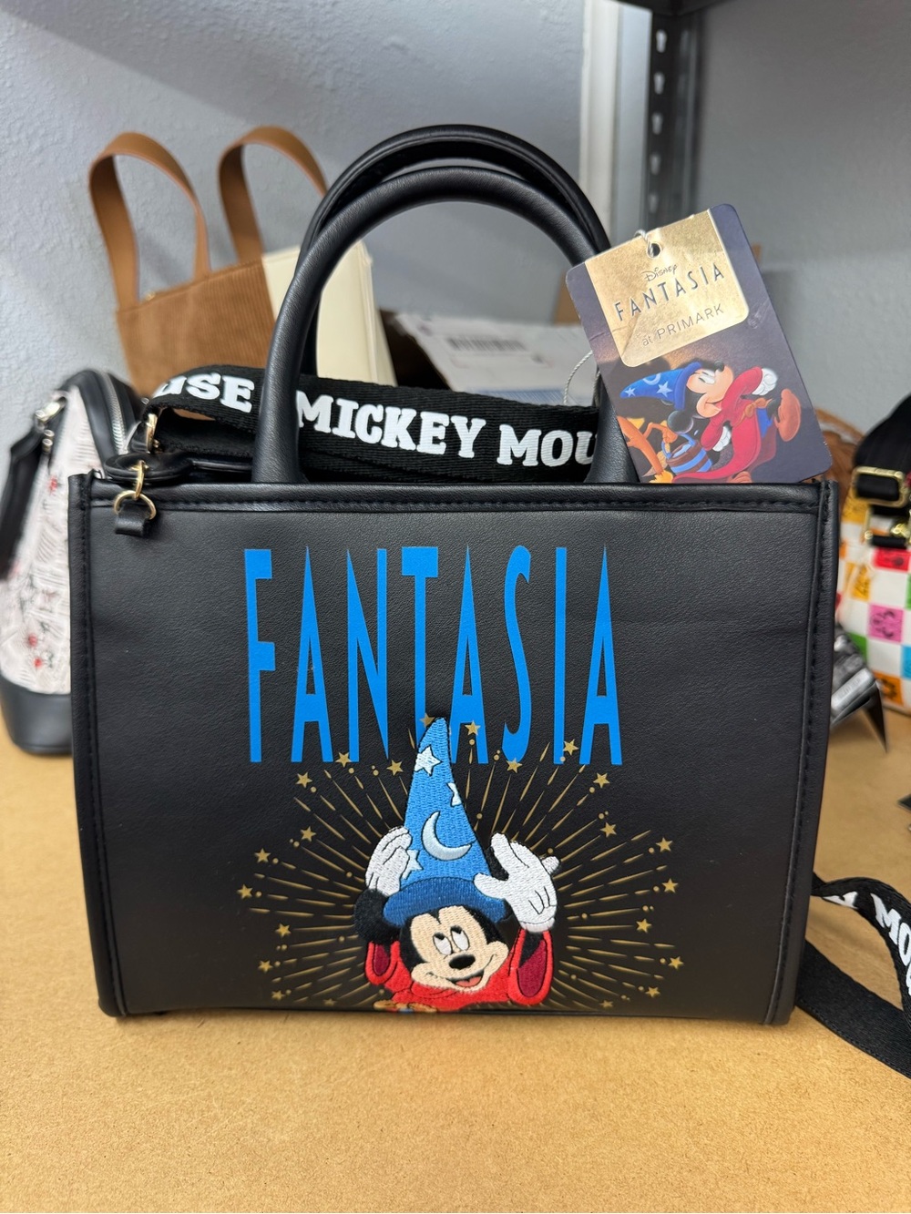 Primark Black Fantasia Mickey Tote Bag with Blue Lettering